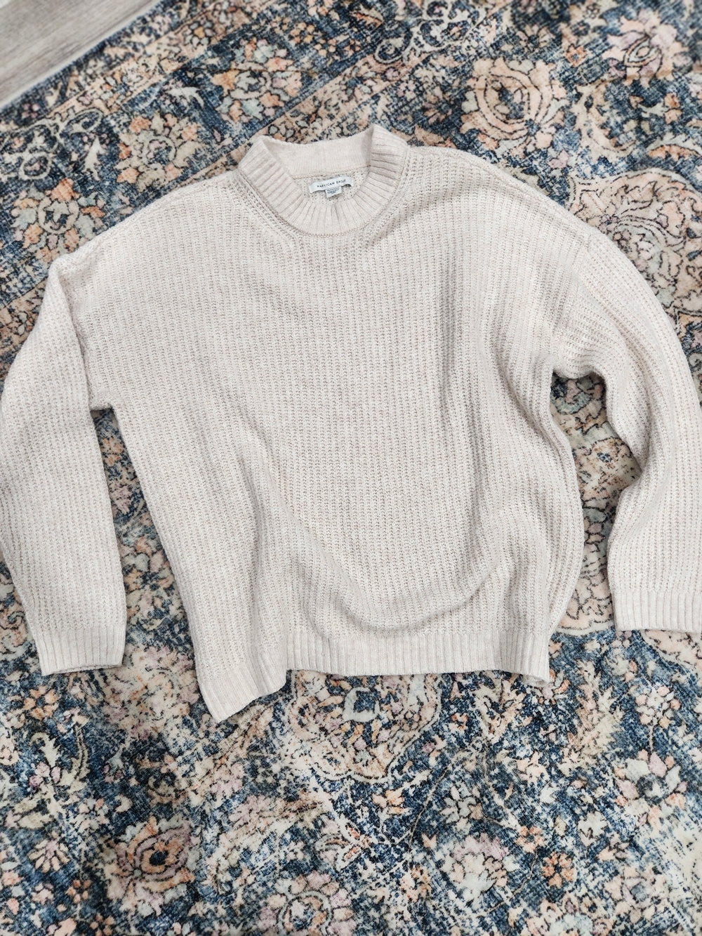 American Eagle Outfitters Cream Ribbed Sweater